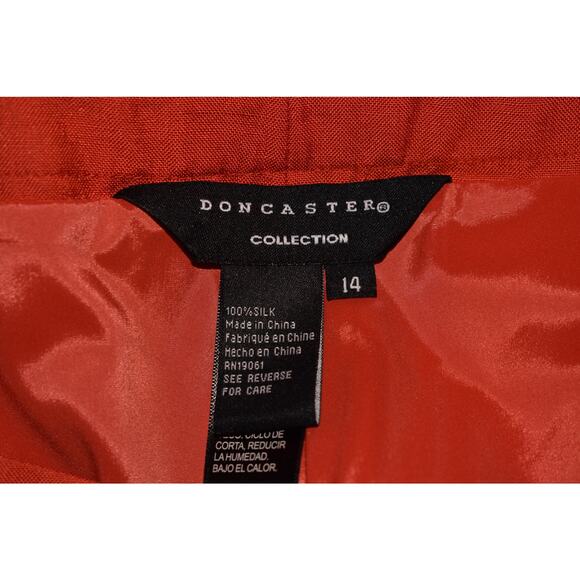 DONCASTER COLLECTION $395 Orange 100%‎ Silk Lined Straight Leg Pant Size 14 - Picture 3 of 3